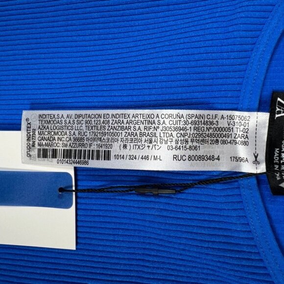 NWT ZARA‎ Ribbed Pull on Stretch Blue Romper Scoop Neck Sleeveless 1014/324 M-L - Picture 11 of 12